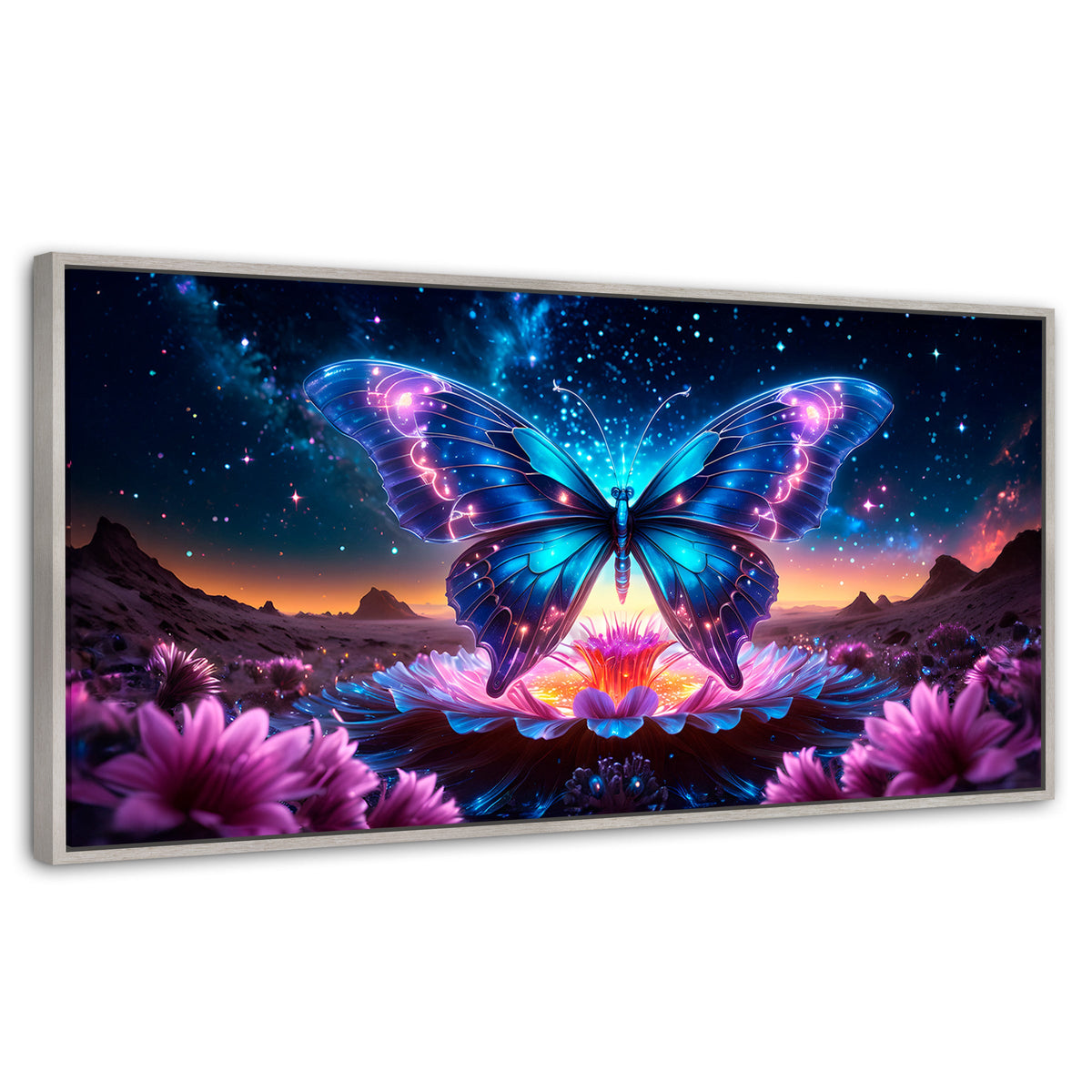 Cuadros Decorativos Canvas Revolution | Mariposa Encantada | Panoramico | Portada | Marco Blanco