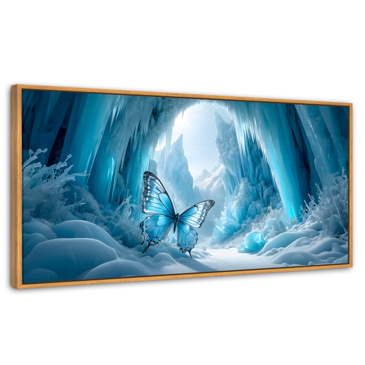 Cuadros Decorativos Canvas Revolution | Mariposa Glacial | Panoramico | Portada | Marco Negro