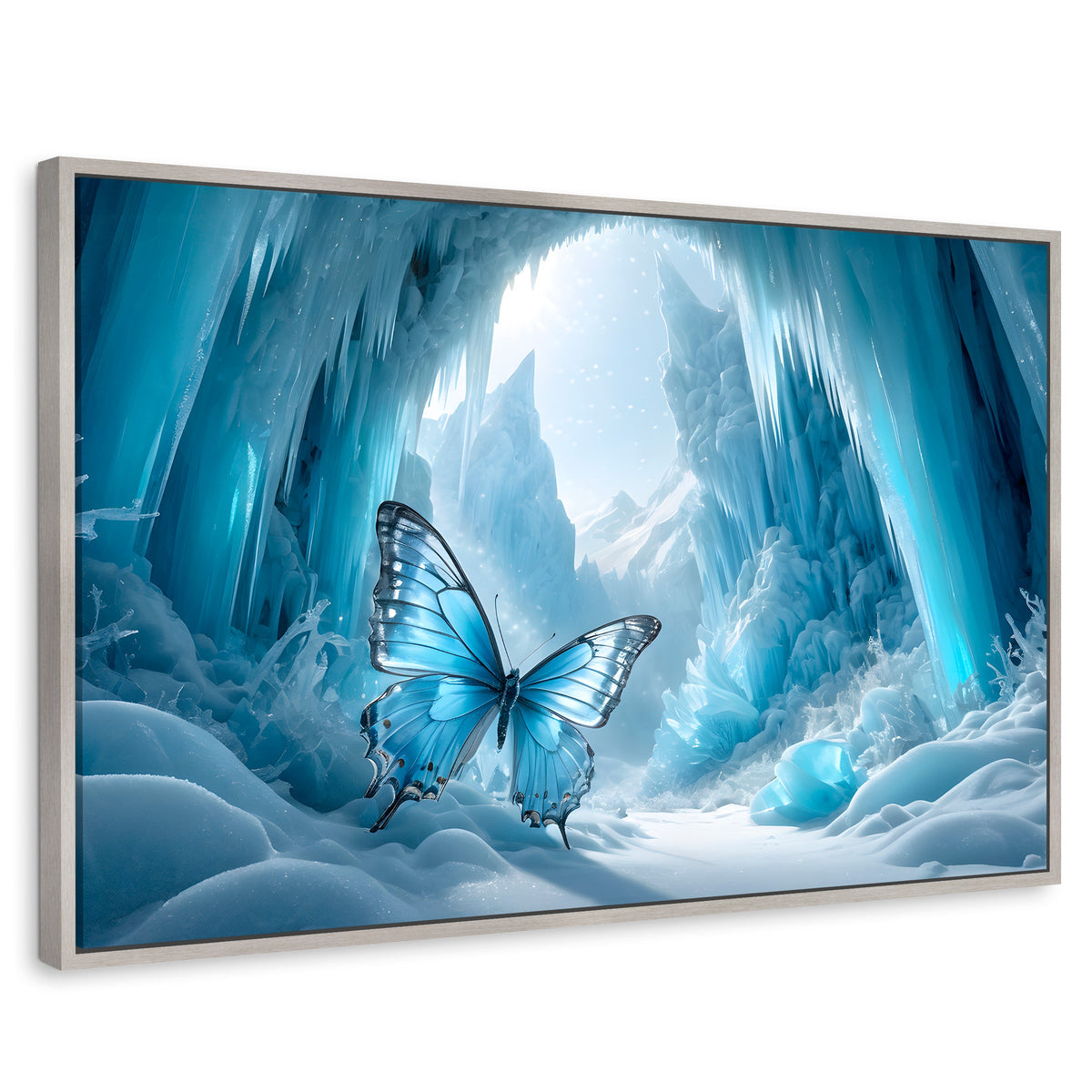 Cuadros Decorativos Canvas Revolution | Mariposa Glacial | Rectangular | Portada | Marco Plateado