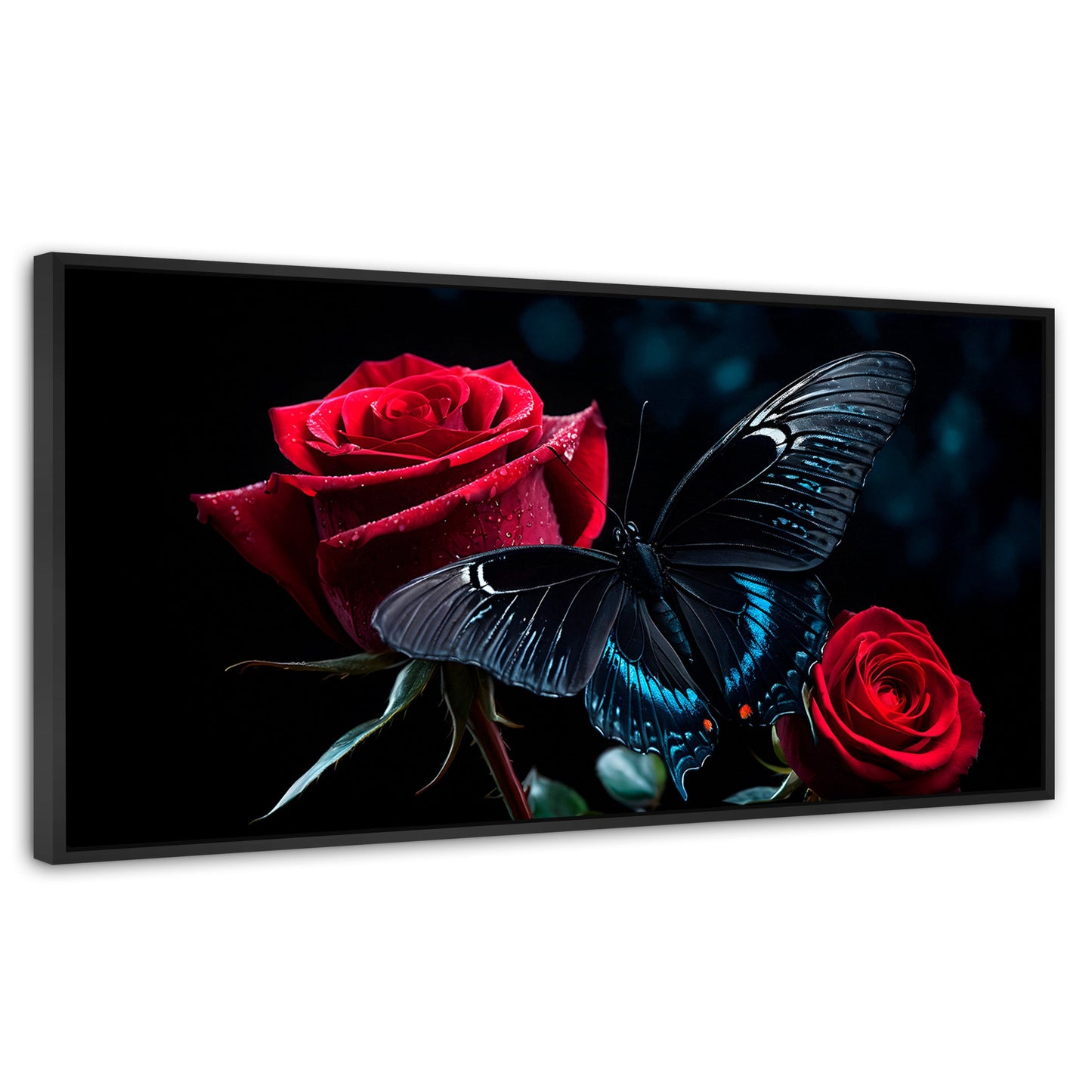 Cuadros Decorativos Canvas Revolution | Mariposa Nocturna | Panoramico | Portada | Marco Plateado