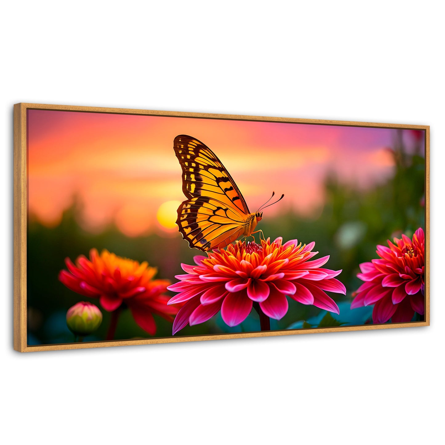 Cuadros Decorativos Canvas Revolution | Mariposa Radiante | Panoramico | Portada | Marco Negro