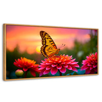 Cuadros Decorativos Canvas Revolution | Mariposa Radiante | Panoramico | Portada | Marco Negro