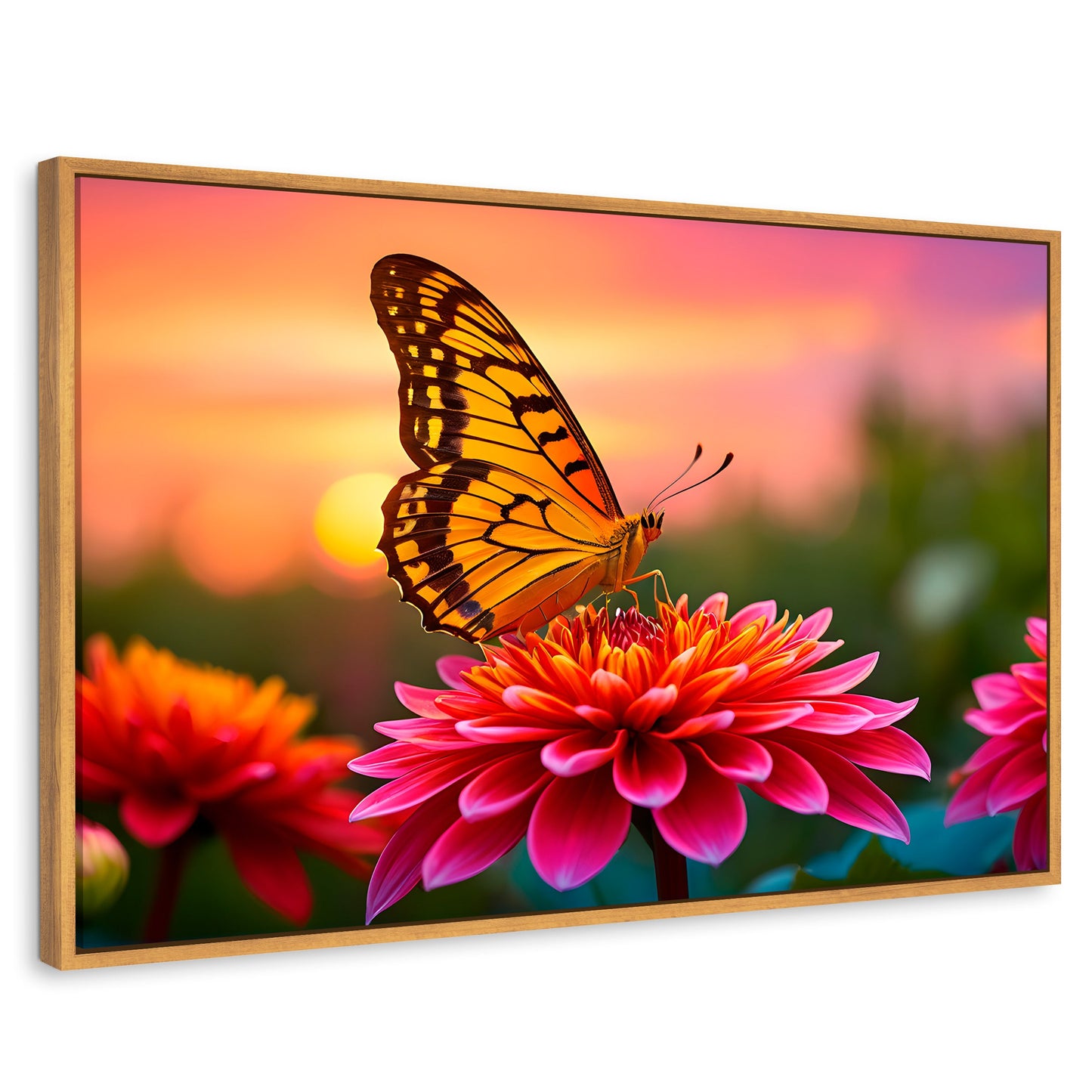 Cuadros Decorativos Canvas Revolution | Mariposa Radiante | Rectangular | Portada | Marco Madera