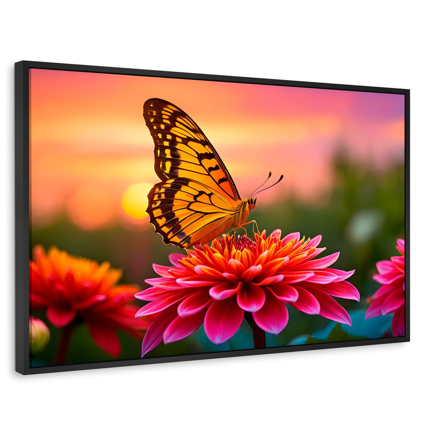 Cuadros Decorativos Canvas Revolution | Mariposa Radiante | Rectangular | Portada | Marco Negro