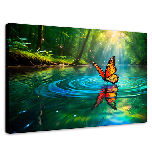 Cuadros Decorativos Canvas Revolution | Mariposa Y Agua | Rectangular | Portada | Marco SinMarco