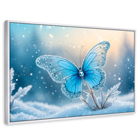 Cuadros Decorativos Canvas Revolution | Mariposa Y Nieve | Rectangular | Portada | Marco Blanco
