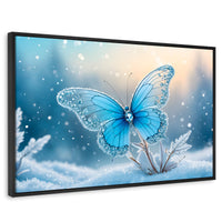 Cuadros Decorativos Canvas Revolution | Mariposa Y Nieve | Rectangular | Portada | Marco Negro