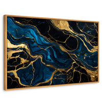Cuadros Decorativos Canvas Revolution | Marmol Azul Oro | Rectangular | Portada | Marco Madera
