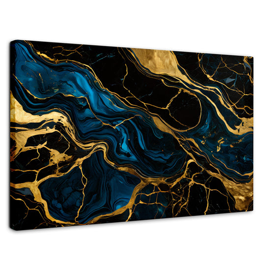 Cuadros Decorativos Canvas Revolution | Marmol Azul Oro | Rectangular | Portada | Marco SinMarco
