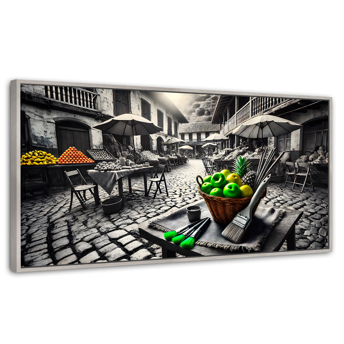 Cuadros Decorativos Canvas Revolution | Mercado Natural | Panoramico | Portada | Marco Blanco