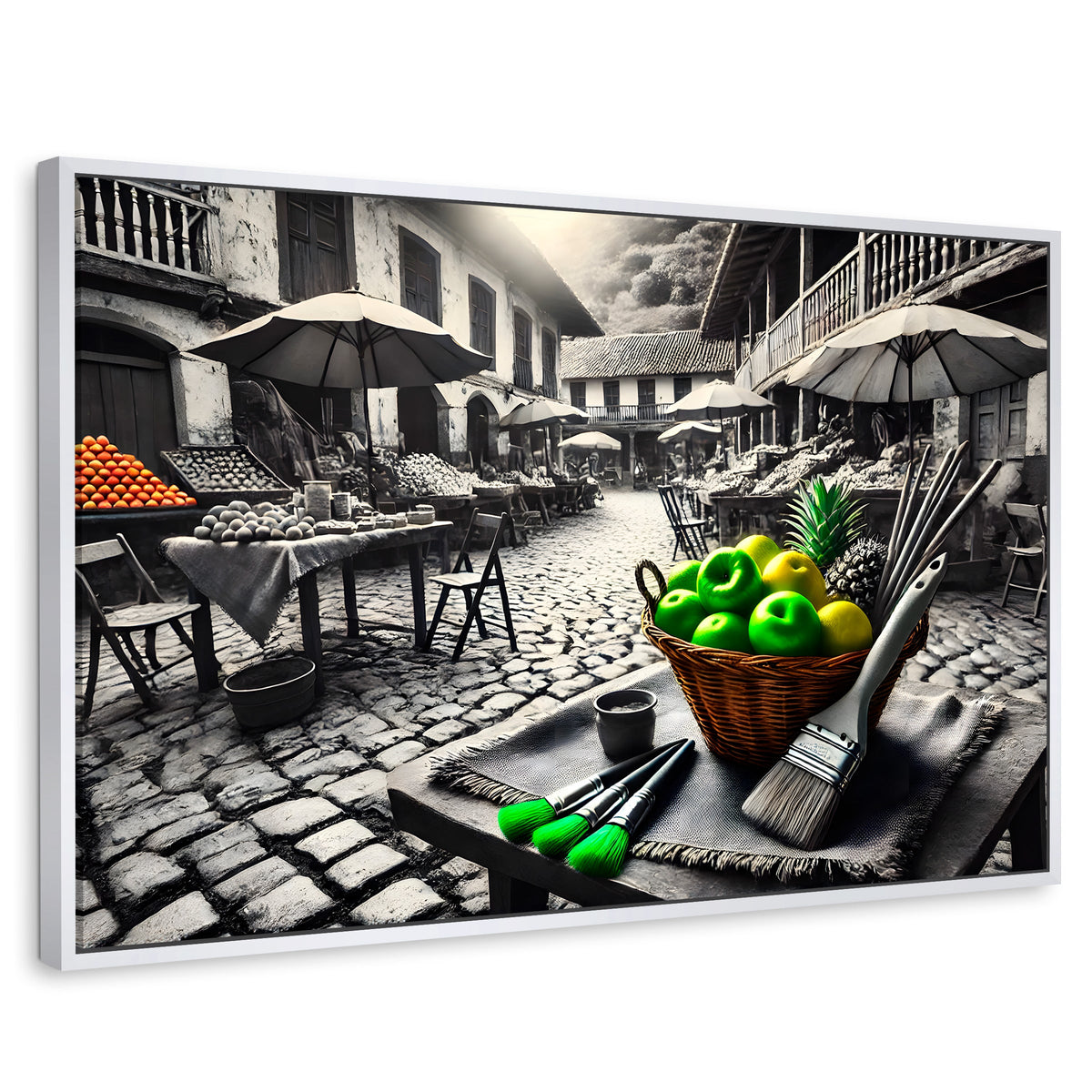 Cuadros Decorativos Canvas Revolution | Mercado Natural | Rectangular | Portada | Marco Blanco
