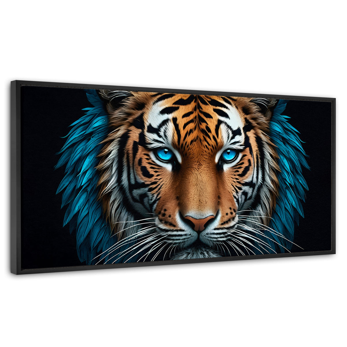 Cuadros Decorativos Canvas Revolution | Mirada Azul Salvaje | Panoramico | Portada | Marco Negro