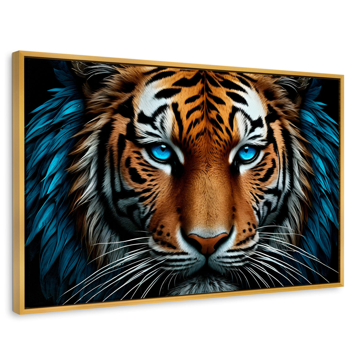 Cuadros Decorativos Canvas Revolution | Mirada Azul Salvaje | Rectangular | Portada | Marco Dorado