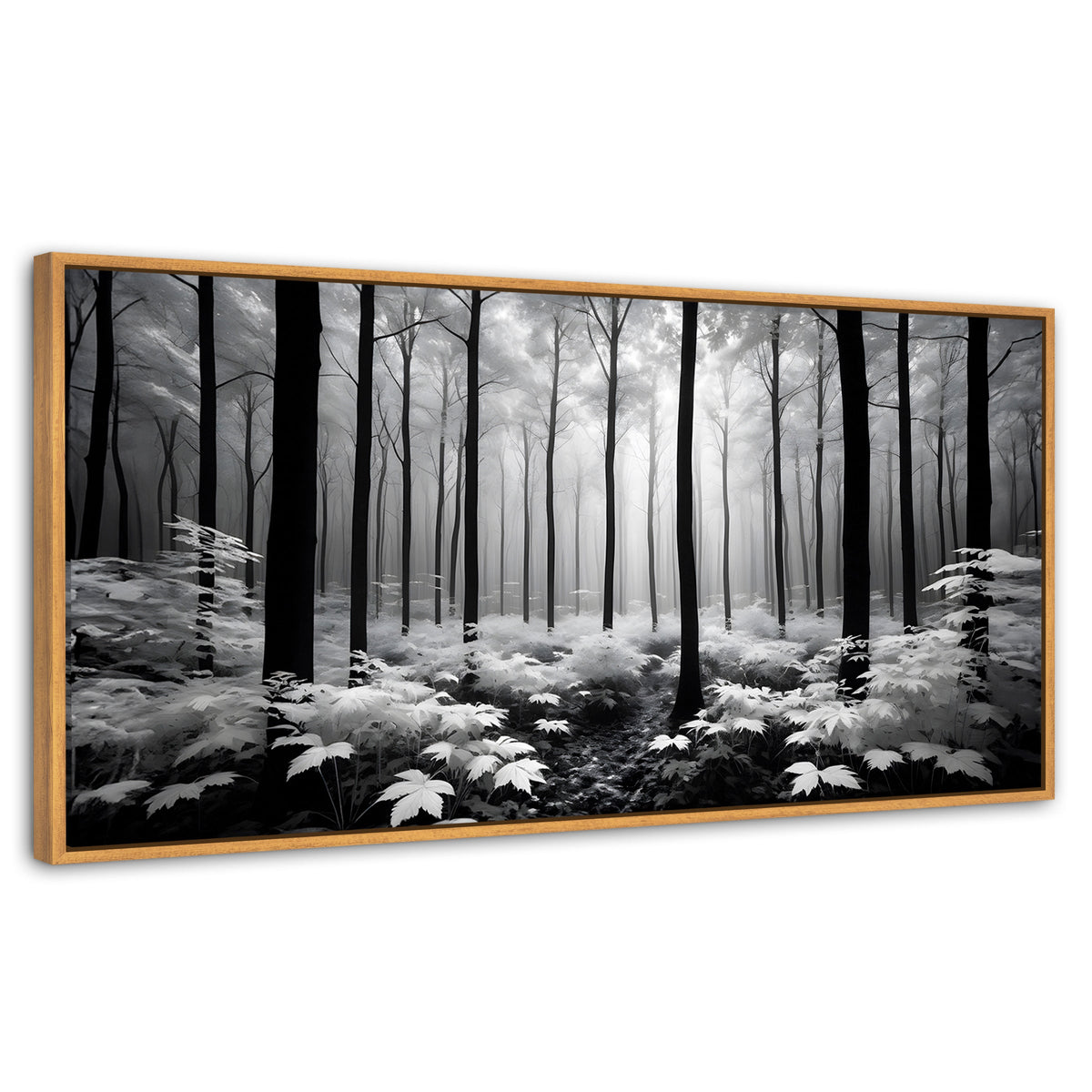 Cuadros Decorativos Canvas Revolution | Misterio En Bosque | Panoramico | Portada | Marco Negro