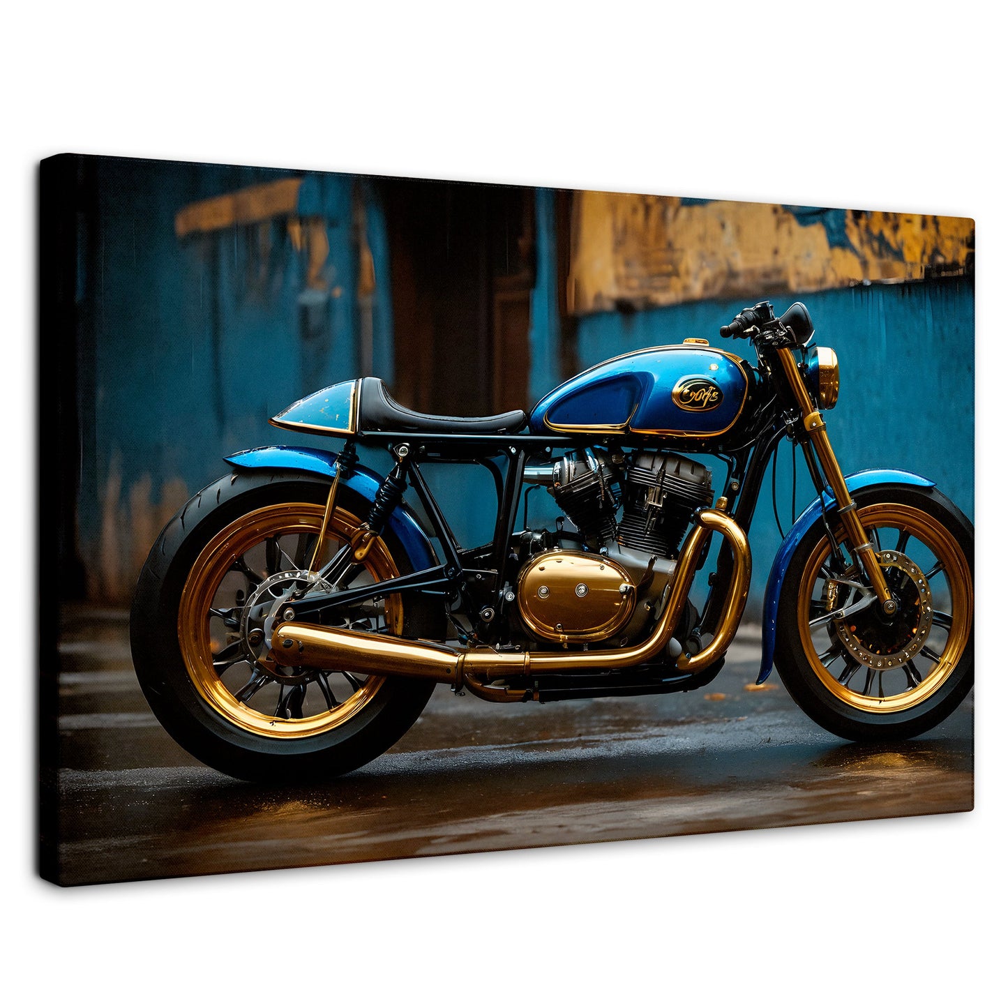Cuadros Decorativos Canvas Revolution | Motocicleta Azul | Rectangular | Portada | Marco SinMarco