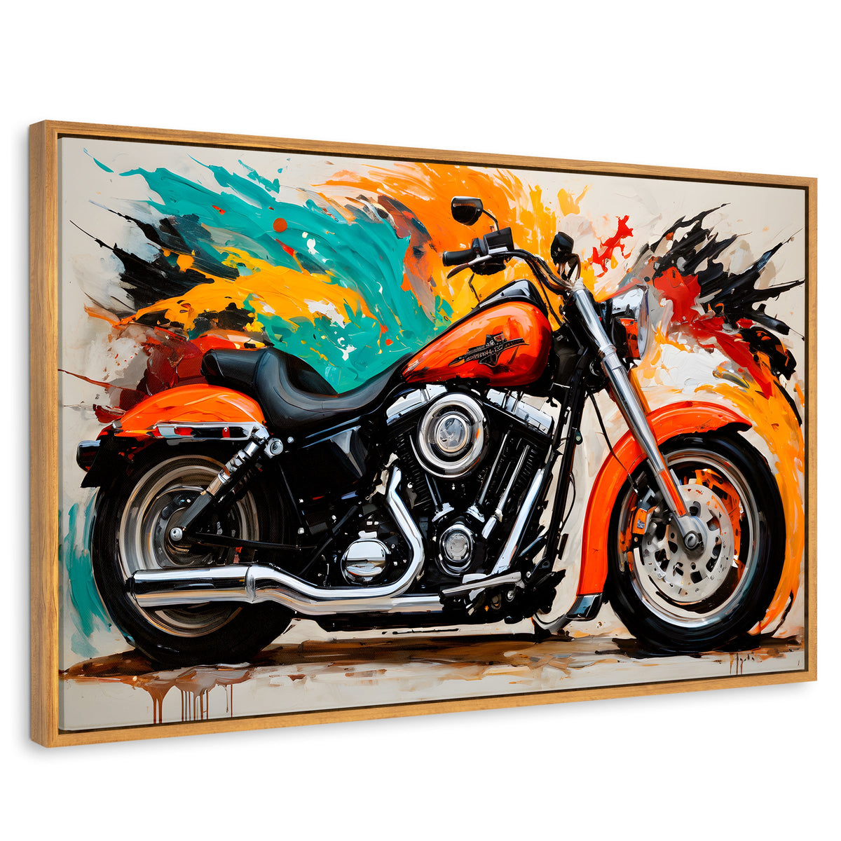 Cuadros Decorativos Canvas Revolution | Motocicleta Clasica | Rectangular | Portada | Marco Madera