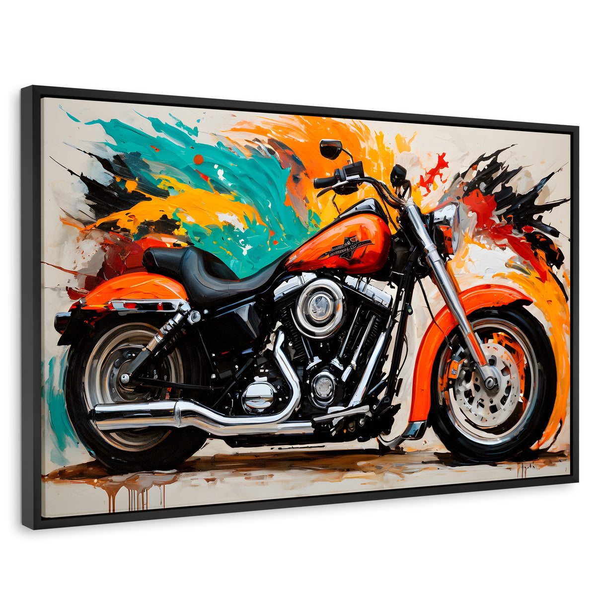 Cuadros Decorativos Canvas Revolution | Motocicleta Clasica | Rectangular | Portada | Marco Negro