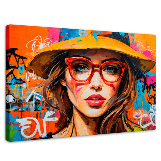 Cuadros Decorativos Canvas Revolution | Mujer Con Gafas | Rectangular | Portada | Marco SinMarco