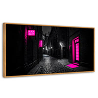 Cuadros Decorativos Canvas Revolution | Neon En La Noche | Panoramico | Portada | Marco Negro