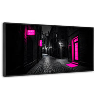 Cuadros Decorativos Canvas Revolution | Neon En La Noche | Panoramico | Portada | Marco Plateado