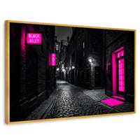 Cuadros Decorativos Canvas Revolution | Neon En La Noche | Rectangular | Portada | Marco Dorado