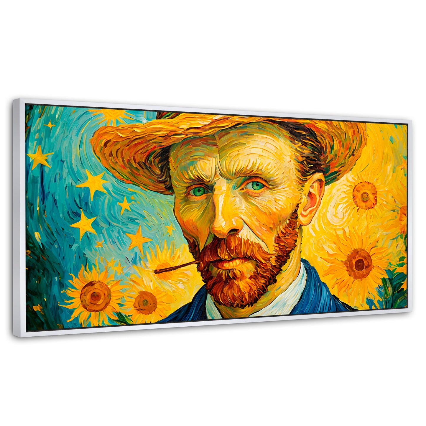 Cuadros Decorativos Canvas Revolution | Nocturno De Girasol | Panoramico | Portada | Marco Blanco