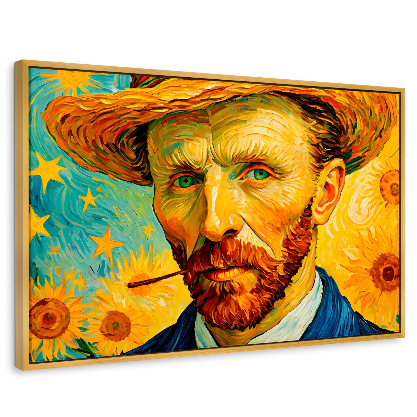 Cuadros Decorativos Canvas Revolution | Nocturno De Girasol | Rectangular | Portada | Marco Dorado