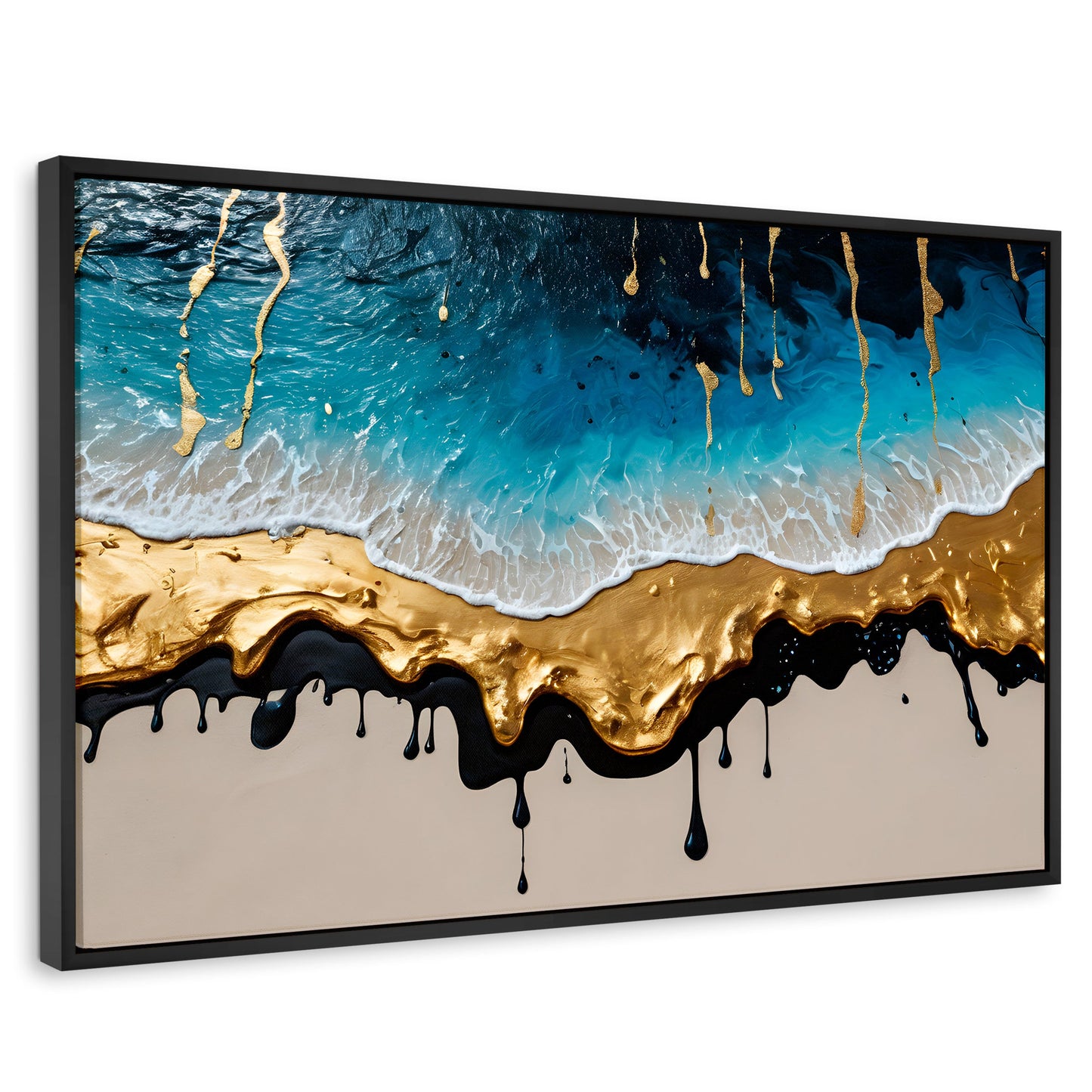 Cuadros Decorativos Canvas Revolution | Olas Azul Doradas | Rectangular | Portada