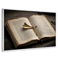 Cuadros Decorativos Canvas Revolution | Oro Entre Letras | Rectangular | Portada | Marco Blanco