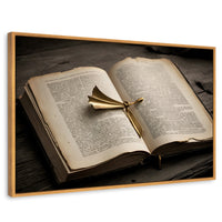 Cuadros Decorativos Canvas Revolution | Oro Entre Letras | Rectangular | Portada | Marco Madera