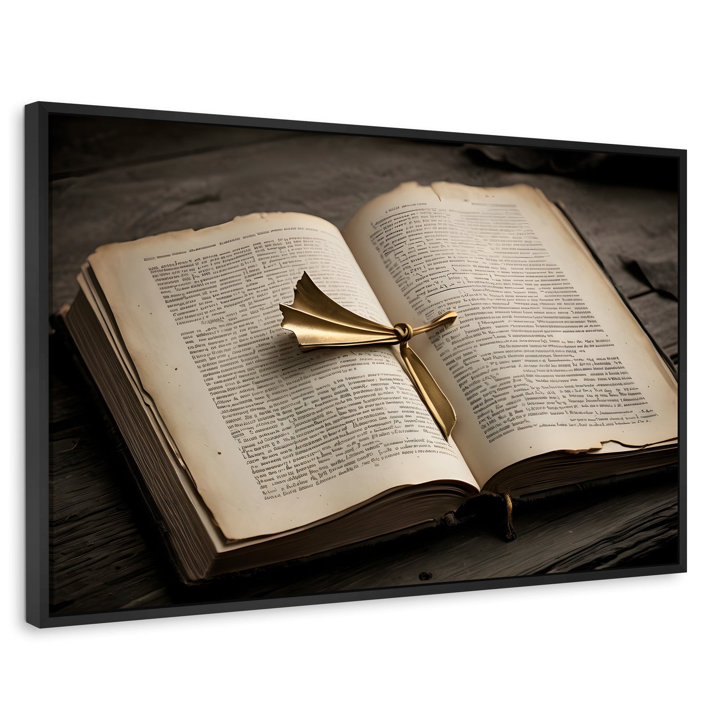 Cuadros Decorativos Canvas Revolution | Oro Entre Letras | Rectangular | Portada | Marco Negro