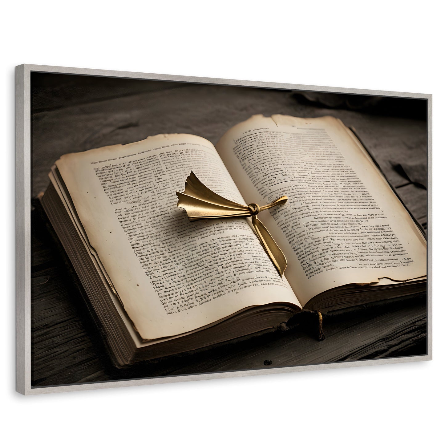 Cuadros Decorativos Canvas Revolution | Oro Entre Letras | Rectangular | Portada | Marco Plateado