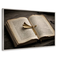 Cuadros Decorativos Canvas Revolution | Oro Entre Letras | Rectangular | Portada | Marco Plateado