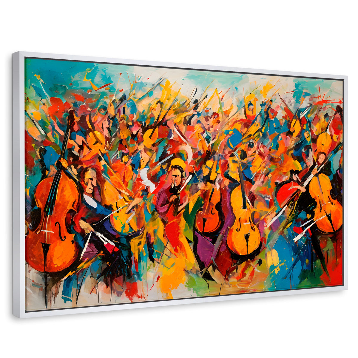 Cuadros Decorativos Canvas Revolution | Orquesta De Colores | Rectangular | Portada | Marco Blanco