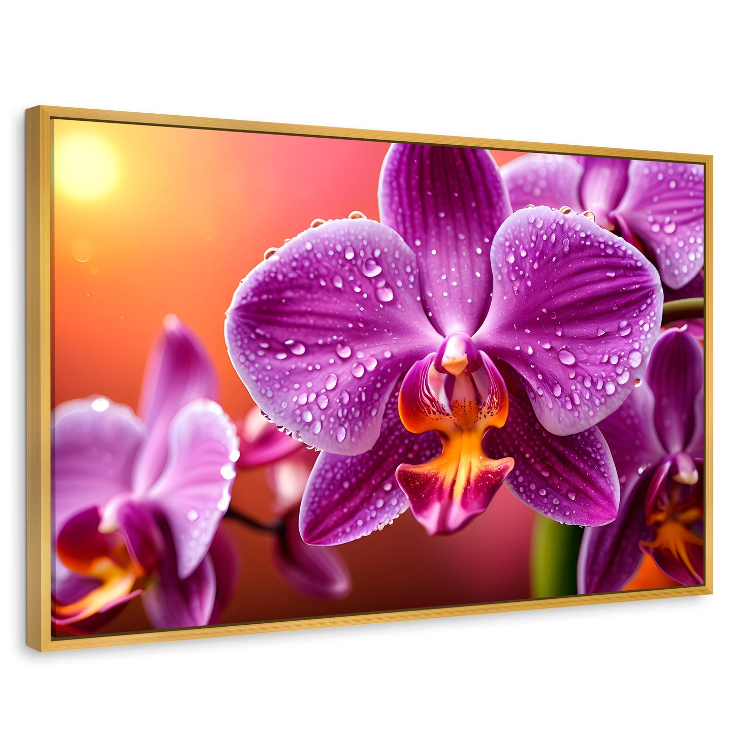 Cuadros Decorativos Canvas Revolution | Orquidea Morada Sol | Rectangular | Portada | Marco Dorado