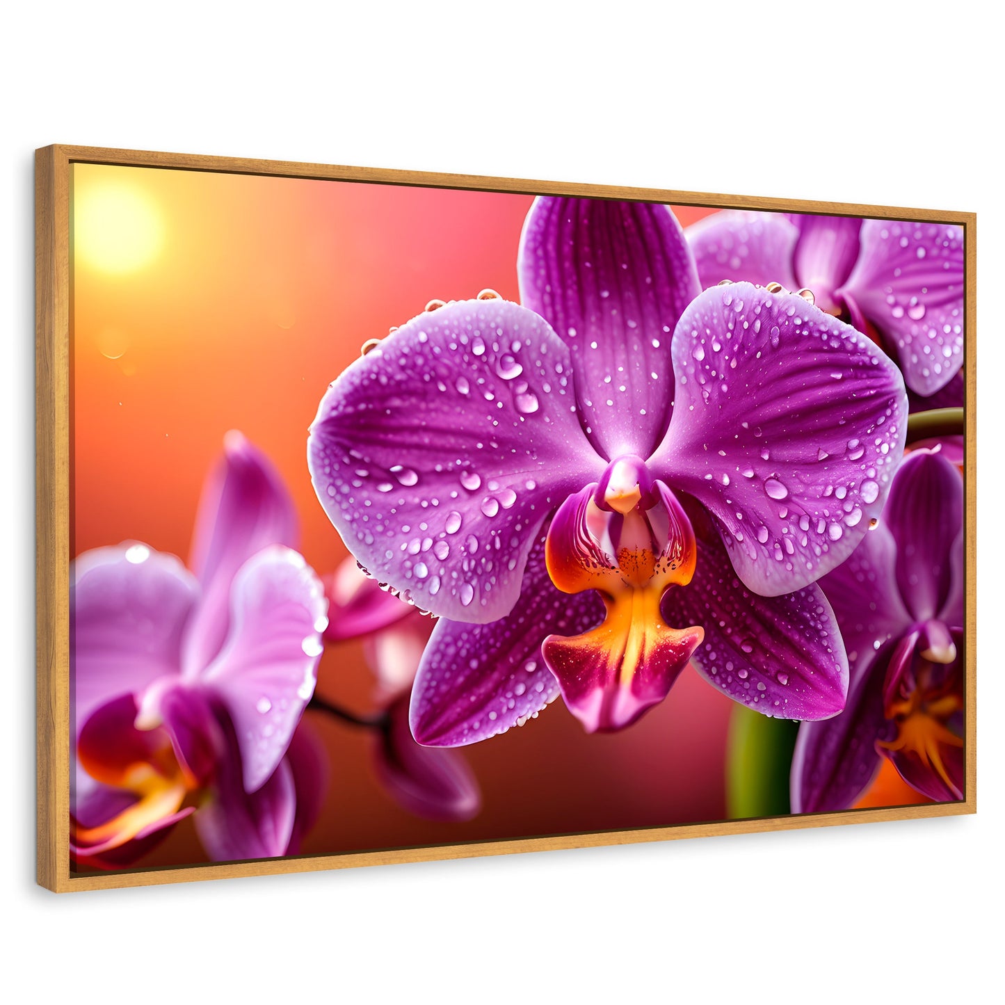 Cuadros Decorativos Canvas Revolution | Orquidea Morada Sol | Rectangular | Portada | Marco Madera