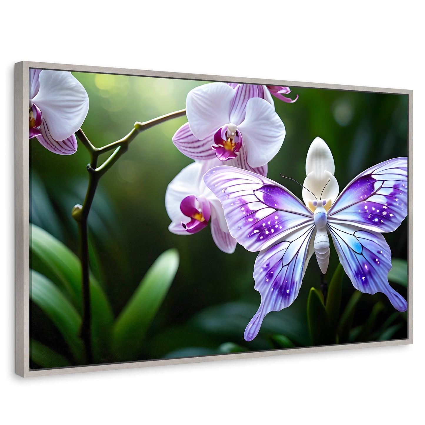 Cuadros Decorativos Canvas Revolution | Orquideas Y Alas | Rectangular | Portada | Marco Plateado