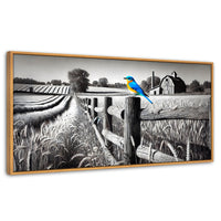 Cuadros Decorativos Canvas Revolution | Pajaro En Reposo | Panoramico | Portada | Marco Negro