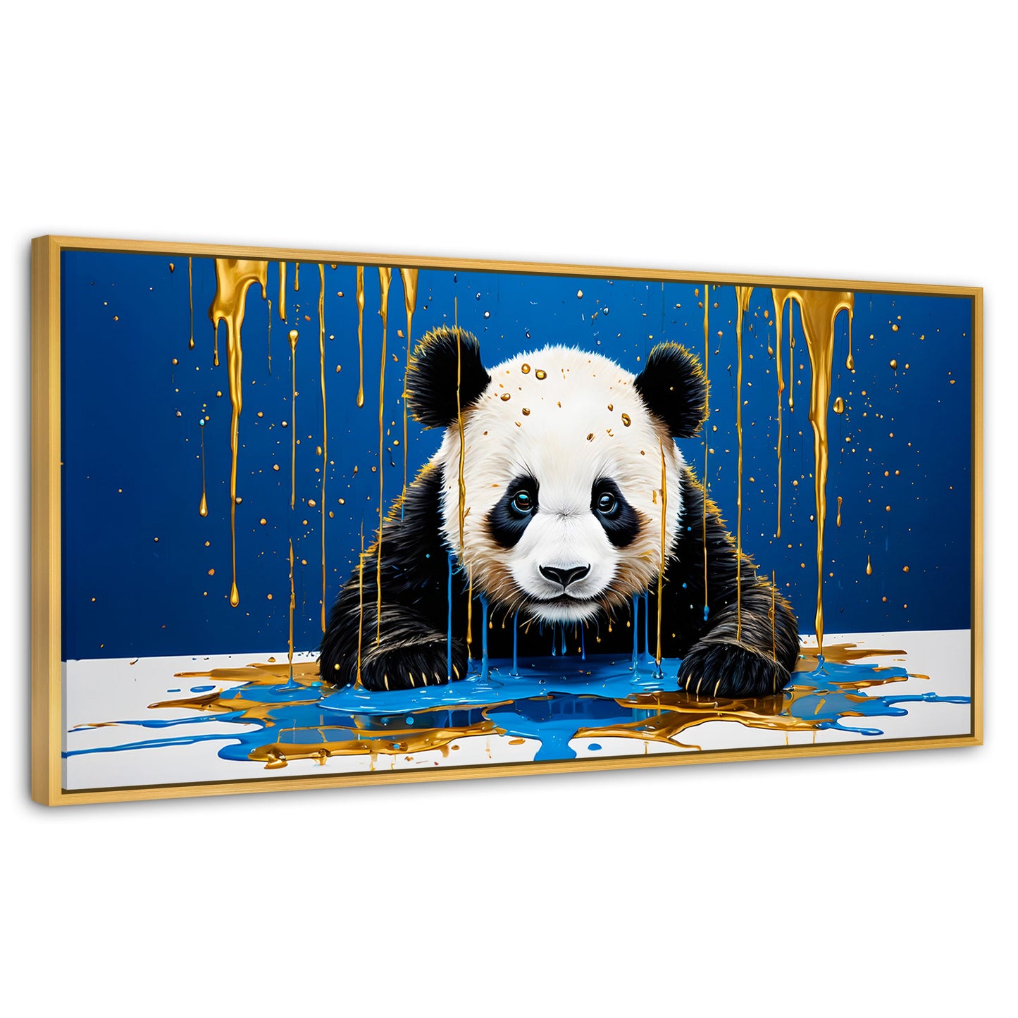 Cuadros Decorativos Canvas Revolution | Panda Azul Profundo | Panoramico | Portada | Marco Madera