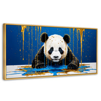Cuadros Decorativos Canvas Revolution | Panda Azul Profundo | Panoramico | Portada | Marco Madera