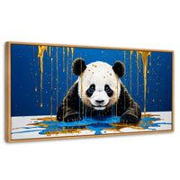 Cuadros Decorativos Canvas Revolution | Panda Azul Profundo | Panoramico | Portada | Marco Negro