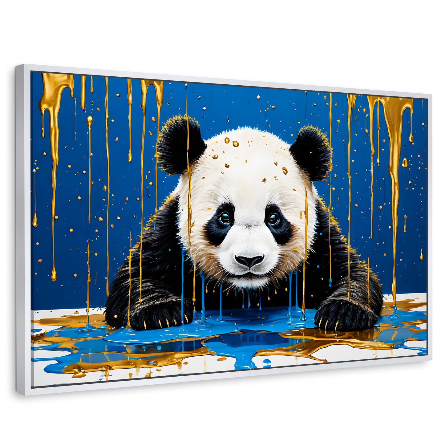Cuadros Decorativos Canvas Revolution | Panda Azul Profundo | Rectangular | Portada | Marco Blanco