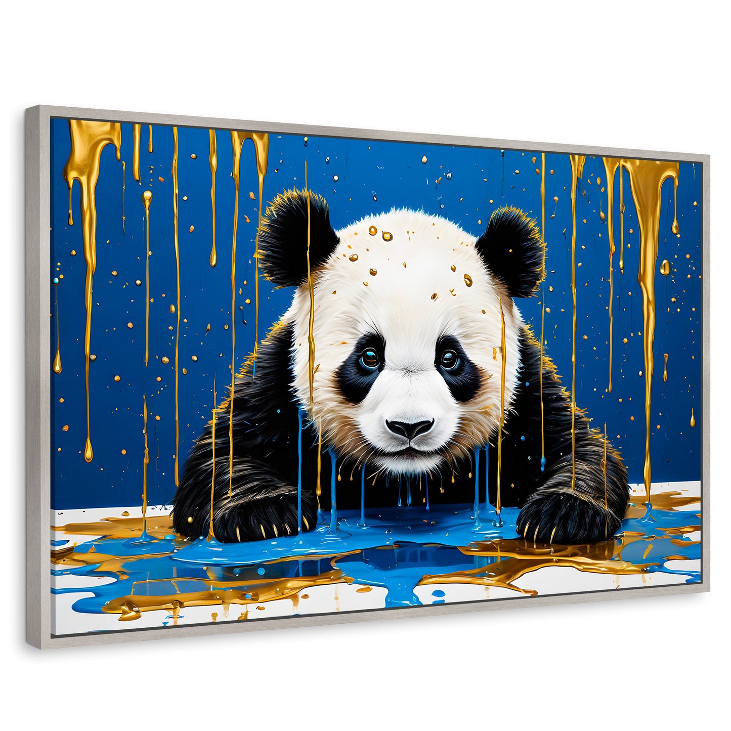 Cuadros Decorativos Canvas Revolution | Panda Azul Profundo | Rectangular | Portada | Marco Plateado