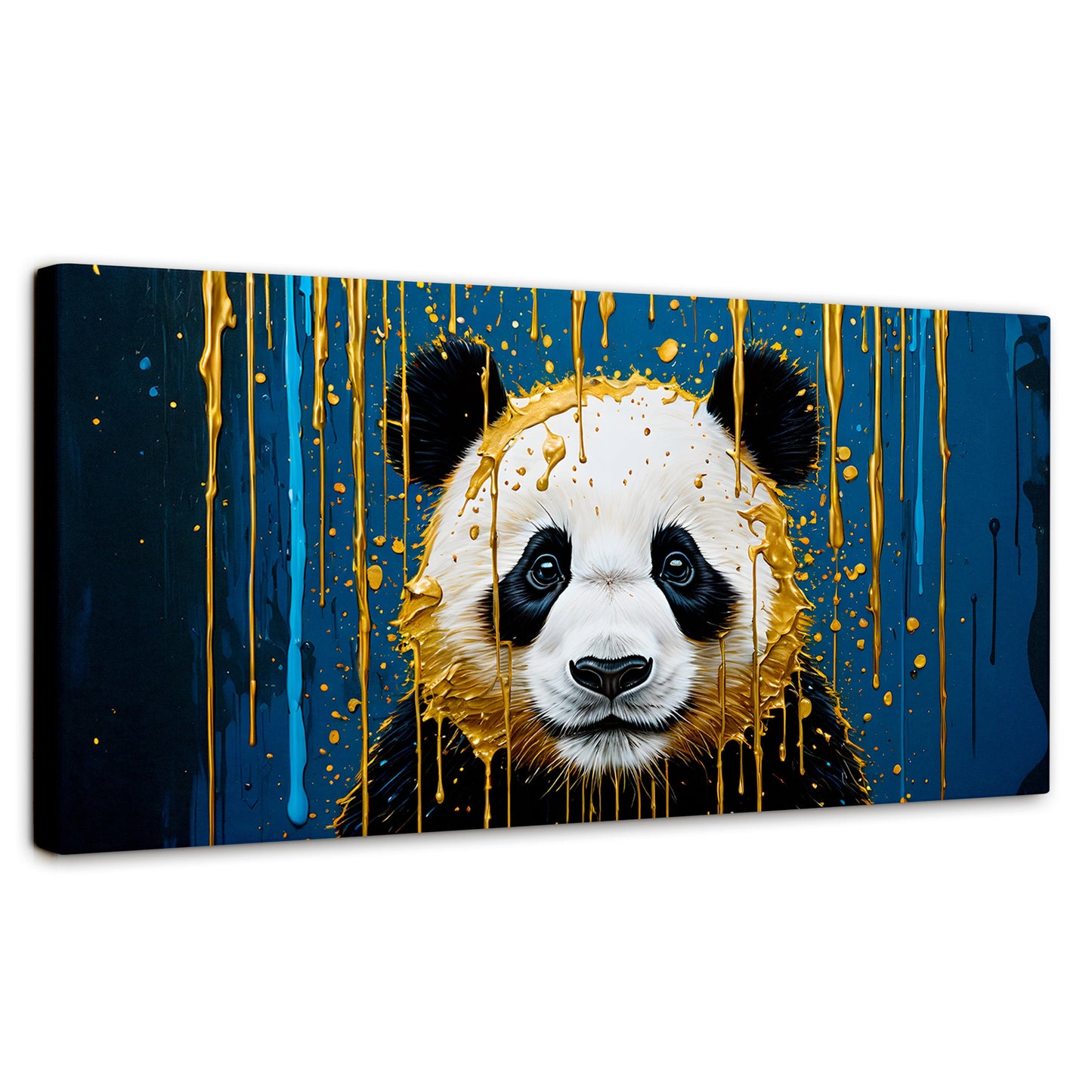 Cuadros Decorativos Canvas Revolution | Panda Lluvia Azul | Panoramico | Portada | Marco SinMarco