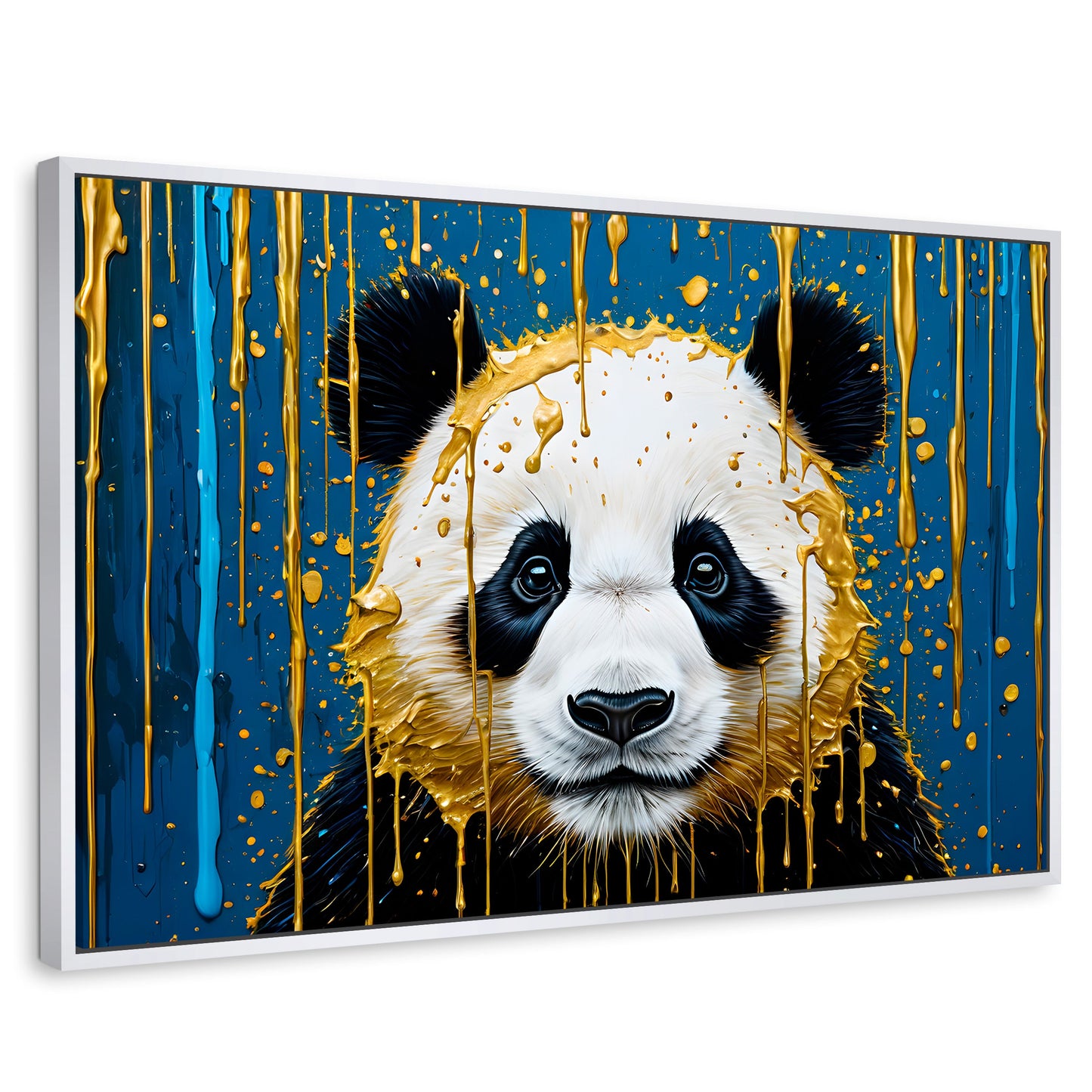 Cuadros Decorativos Canvas Revolution | Panda Lluvia Azul | Rectangular | Portada | Marco Blanco