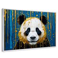 Cuadros Decorativos Canvas Revolution | Panda Lluvia Azul | Rectangular | Portada | Marco Blanco