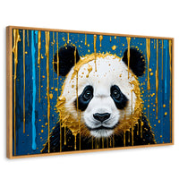 Cuadros Decorativos Canvas Revolution | Panda Lluvia Azul | Rectangular | Portada | Marco Madera