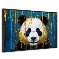 Cuadros Decorativos Canvas Revolution | Panda Lluvia Azul | Rectangular | Portada | Marco Negro