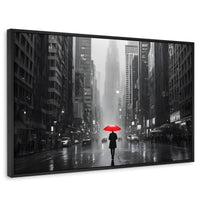 Cuadros Decorativos Canvas Revolution | Paraguas Rojo | Rectangular | Portada | Marco Negro