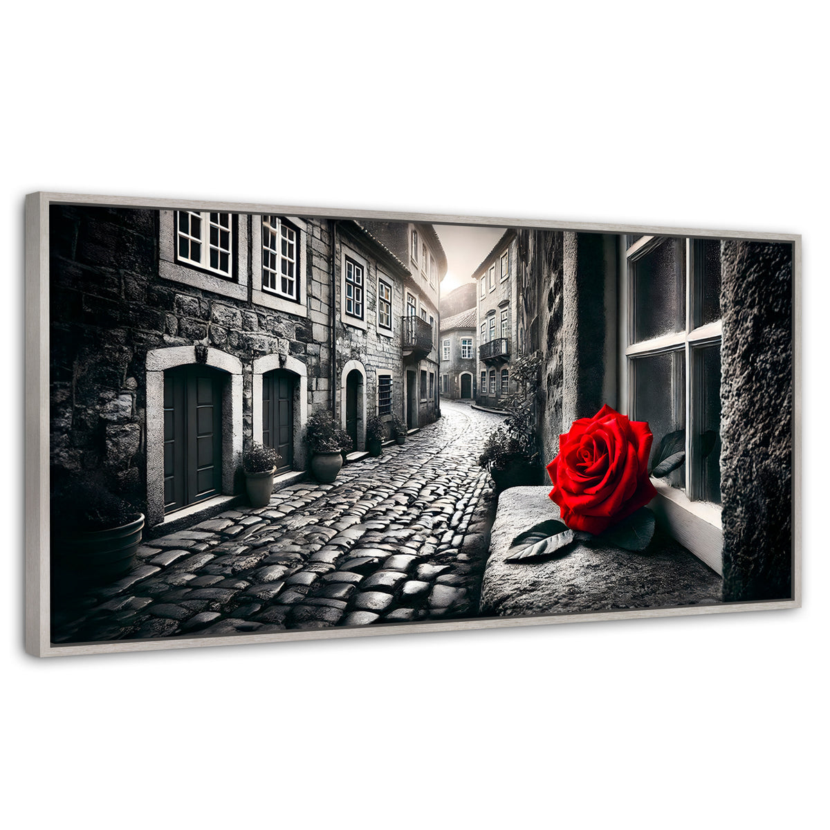 Cuadros Decorativos Canvas Revolution | Piedras Y Petalos | Panoramico | Portada | Marco Blanco